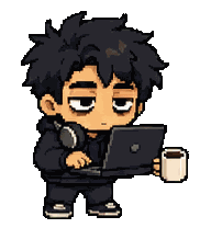 VibeCorp founder typing at a laptop
